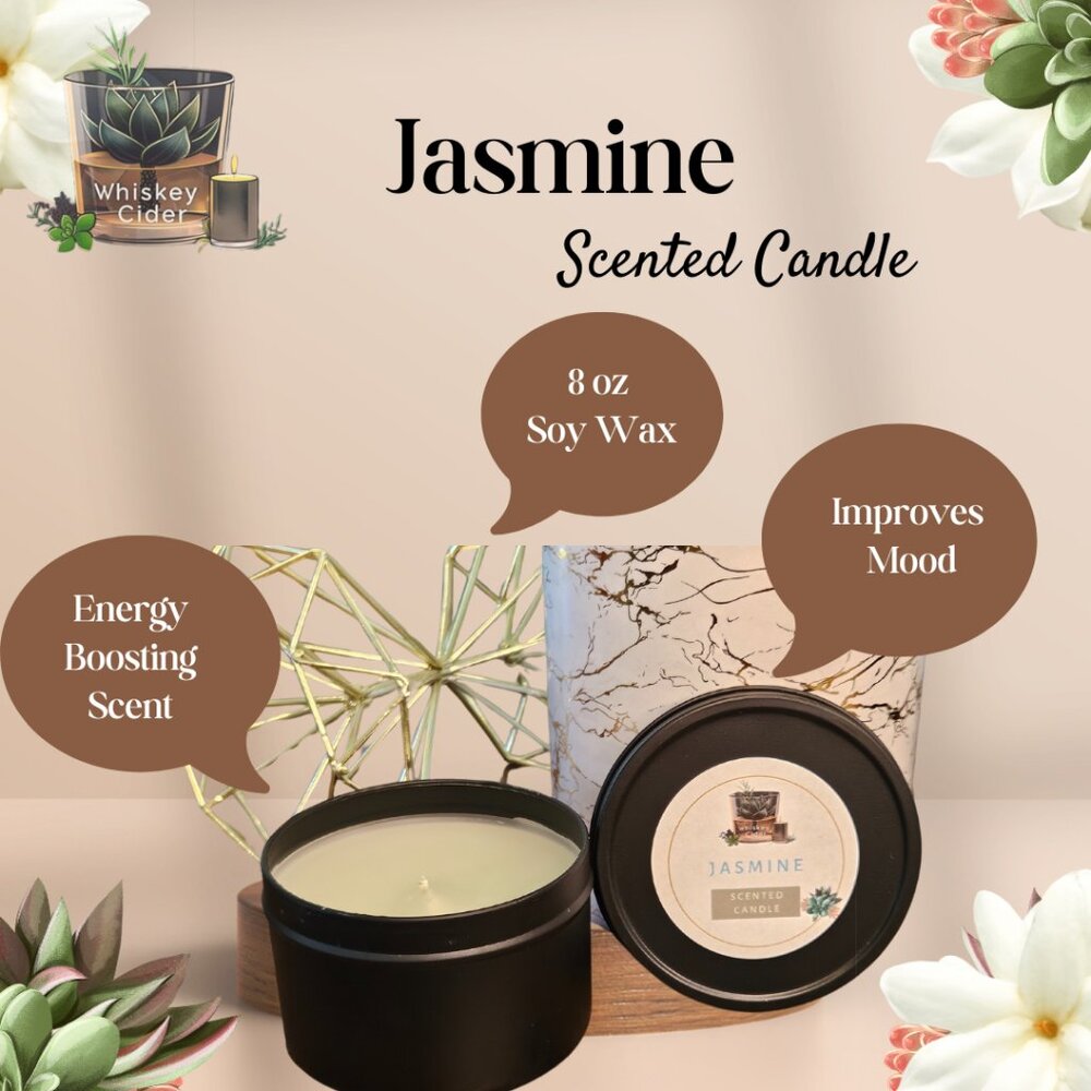 Jasmine Scented Soy Wax Candle- Hand Crafted